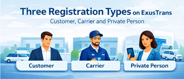 Trzy typy rejestracji kont w ExusTrans dla lepszego doświadczenia użytkownika i uporządkowania marketplace’u transportowego